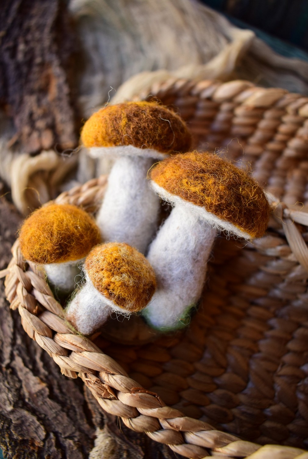 Atelier créatif à Besançon : champignons et courges en laine feutrée